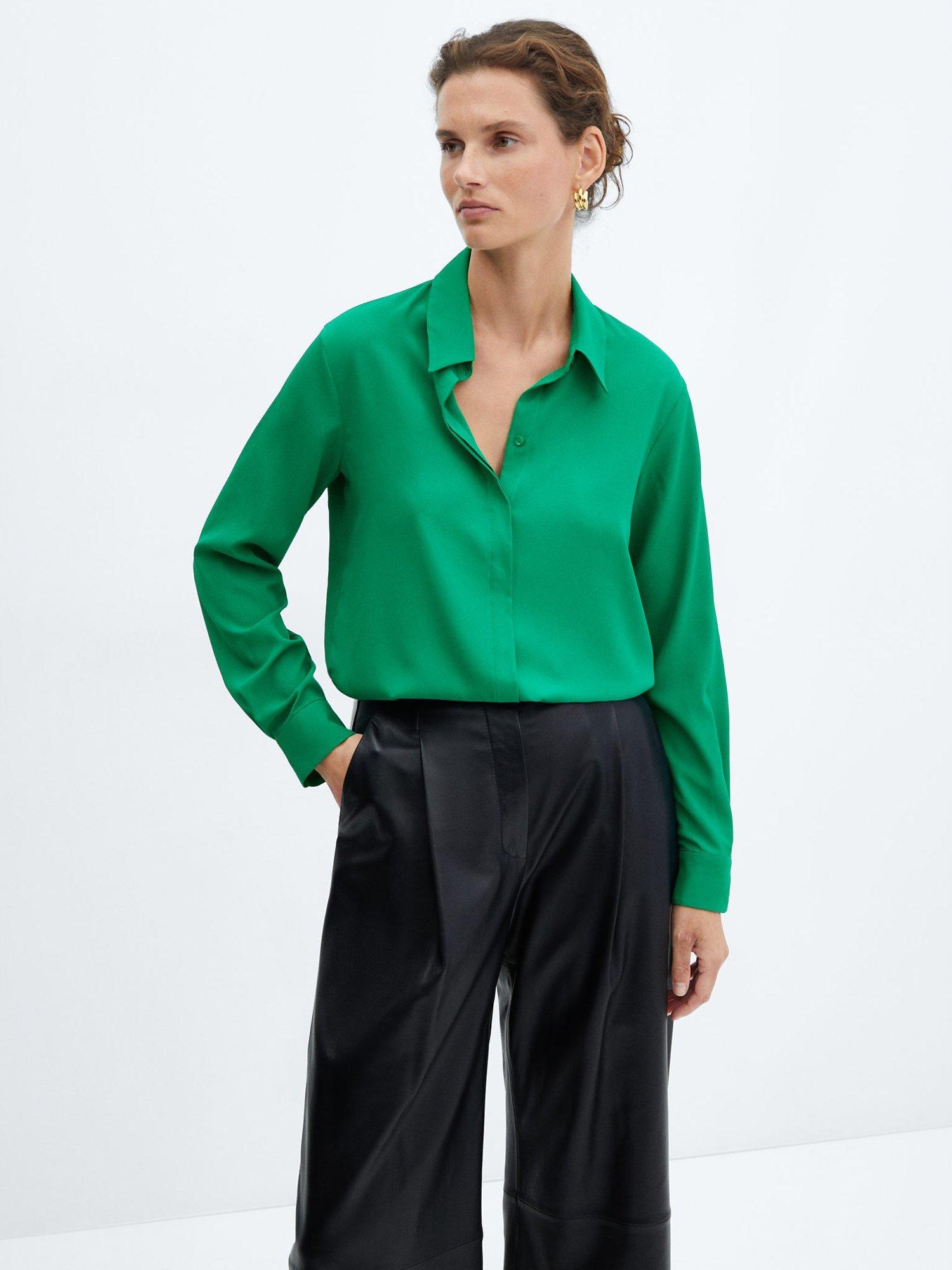 Mango Basic Straight Shirt, Green