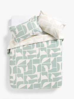 John Lewis Assemble Reversible Duvet Cover Set, Natural/Duck Egg