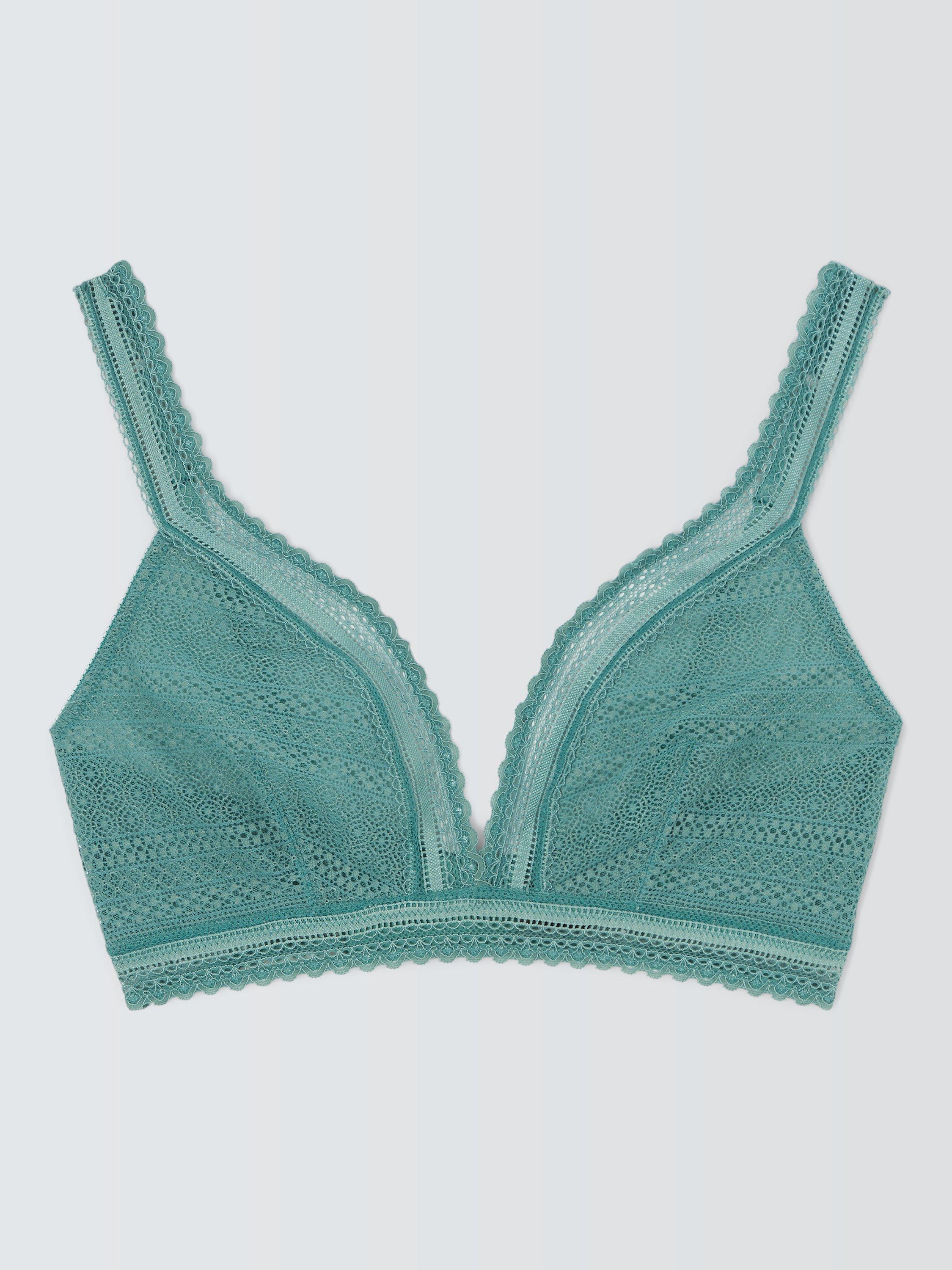 Product image 3 of 5, which shows John Lewis ANYDAY Lily Lace Non-Wired Bra, Khaki, XL