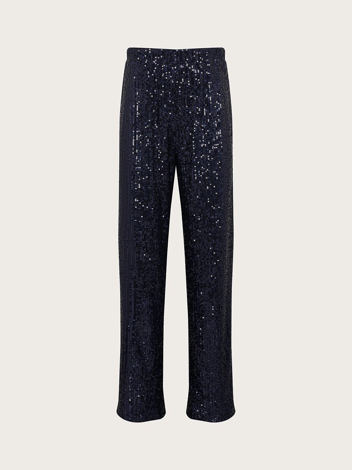 Monsoon Kids' All Over Sequin Trousers, Navy