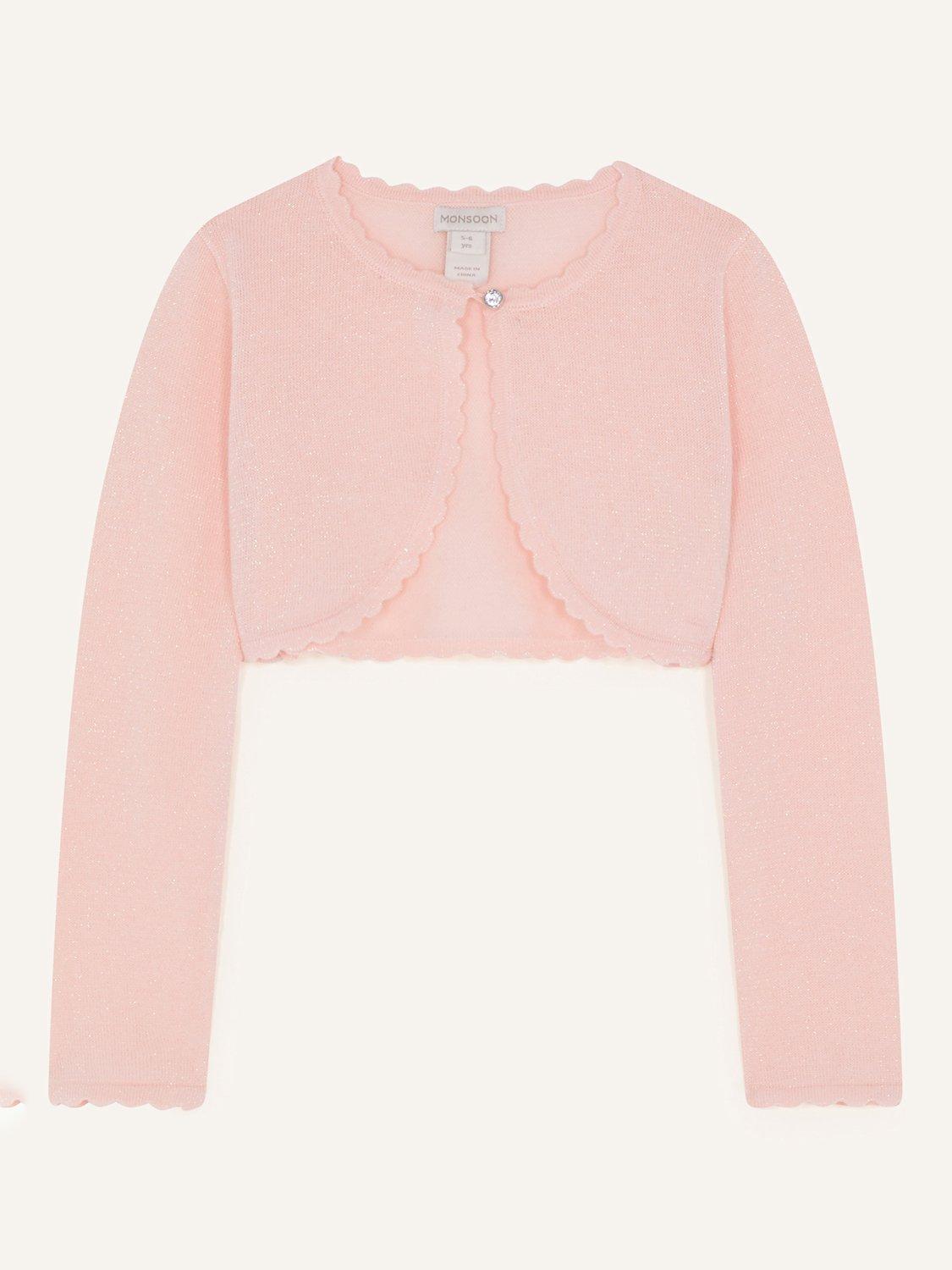Product image 1 of 3, which shows Monsoon Kids' Niamh Cardigan, Pink, 3-4 years
