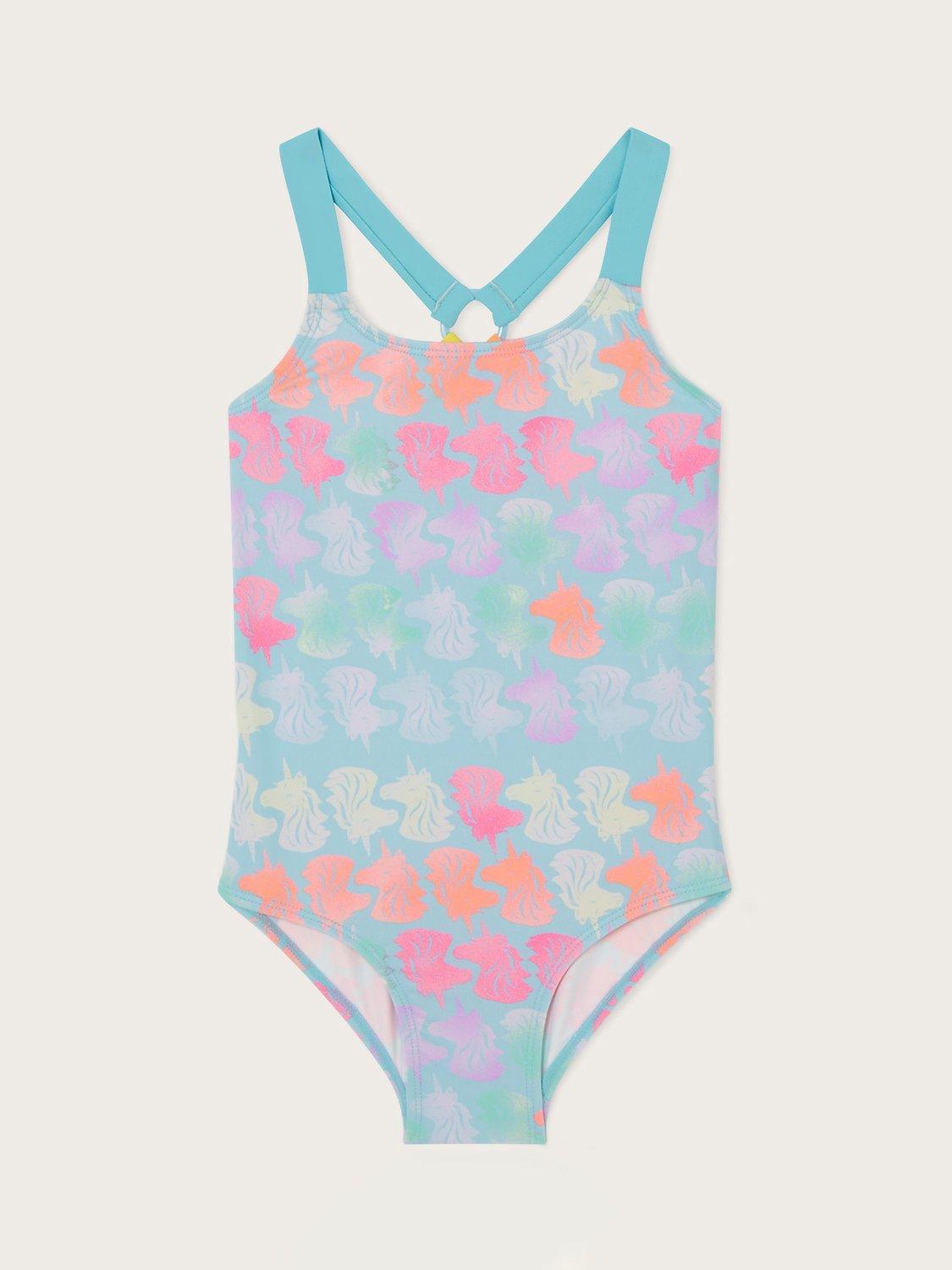 Monsoon Kids' Unicorn Swimsuit, Turquoise