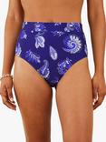 Accessorize Paisley High Waisted Bikini Bottoms, Blue Indigo