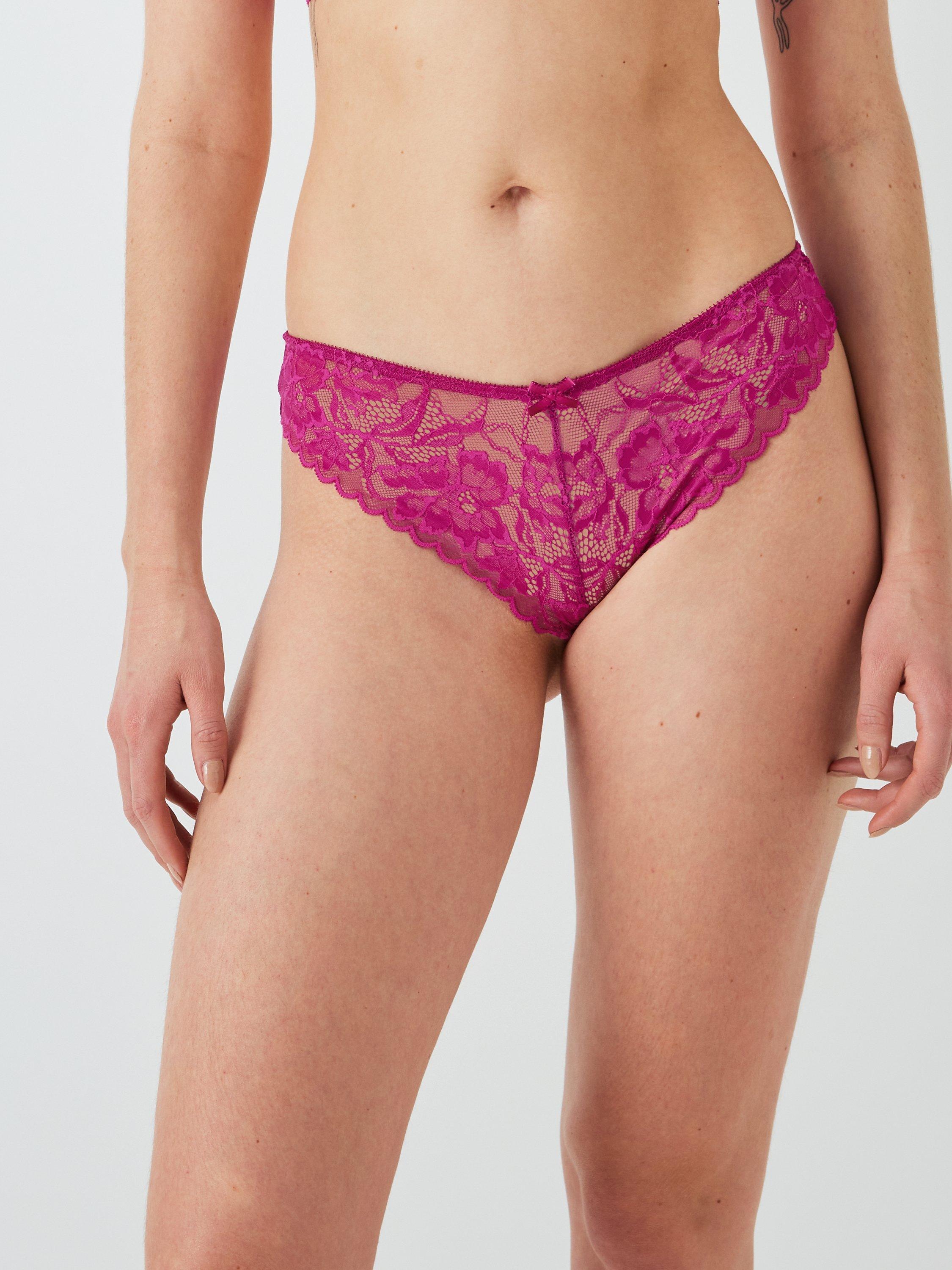 John Lewis Lianna Lace Brazilian Knickers, Pink