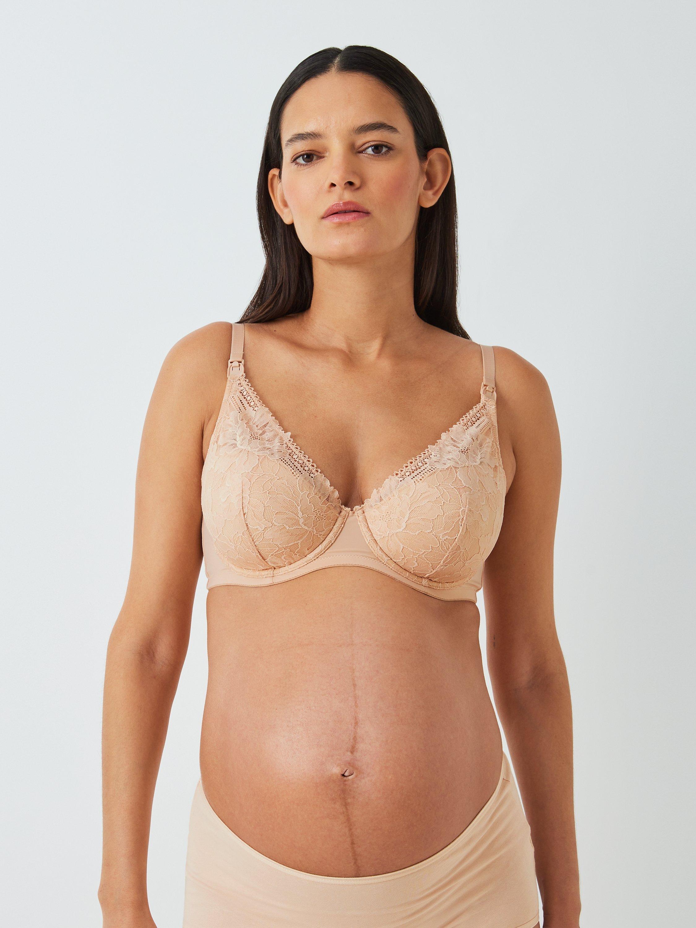 Product image 1 of 6, which shows John Lewis Maeve Flexi-Wired Maternity & Nursing Bra, Almond, 32C