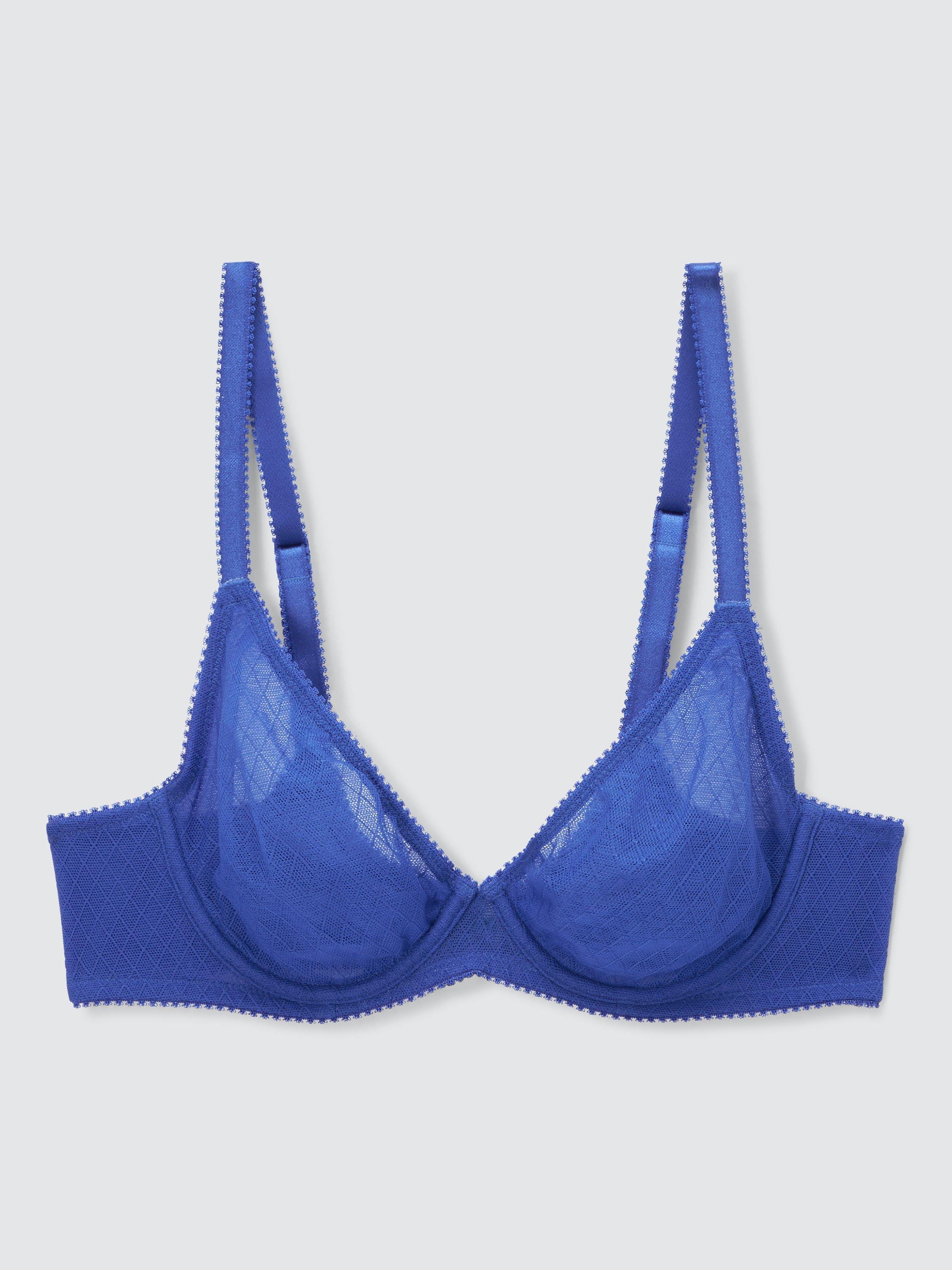 Product image 4 of 6, which shows John Lewis Marley Geo Plunge Bra, Cobalt, 32B