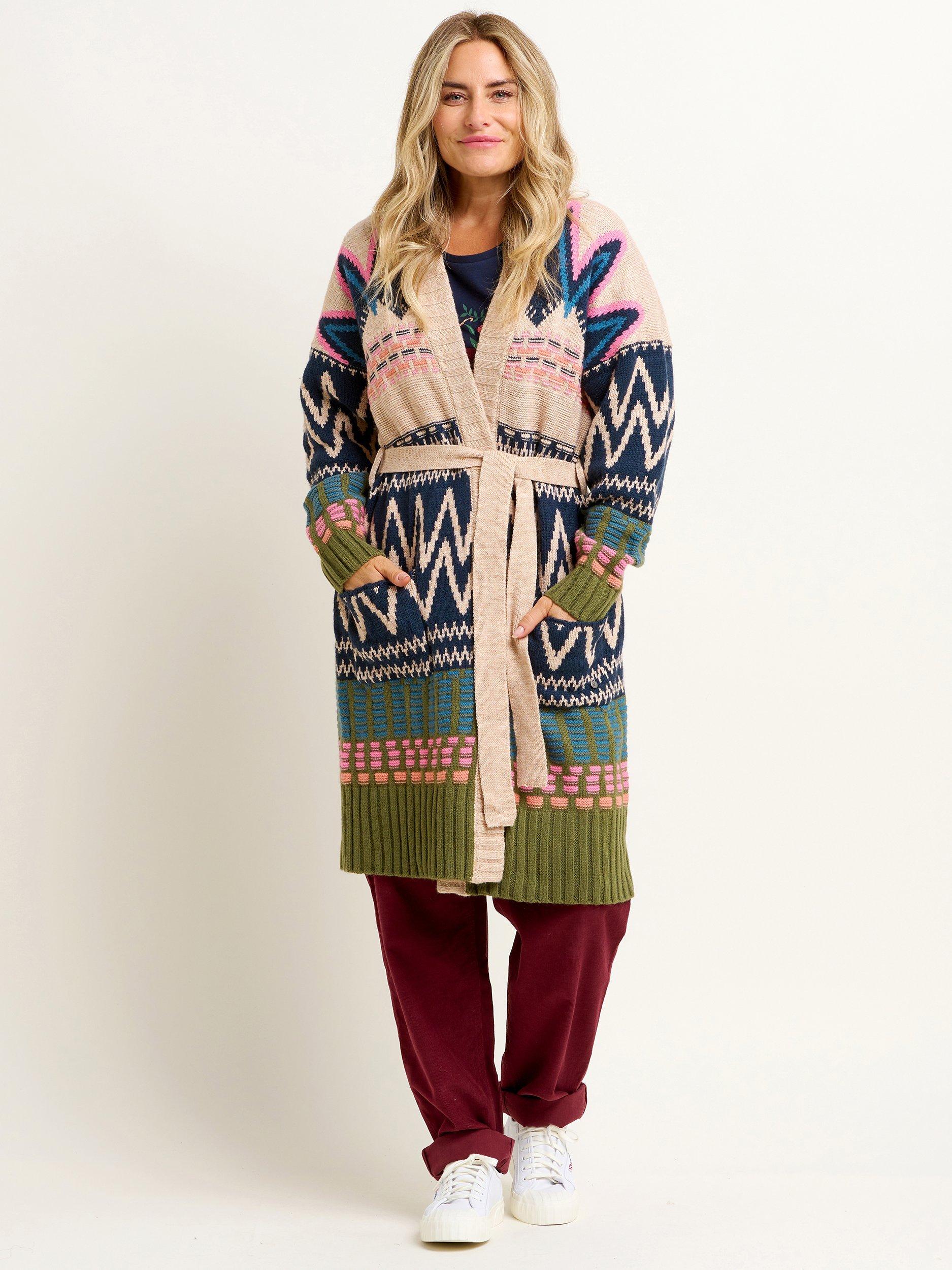 Brakeburn Bold Knit Longline Cardigan, Multi