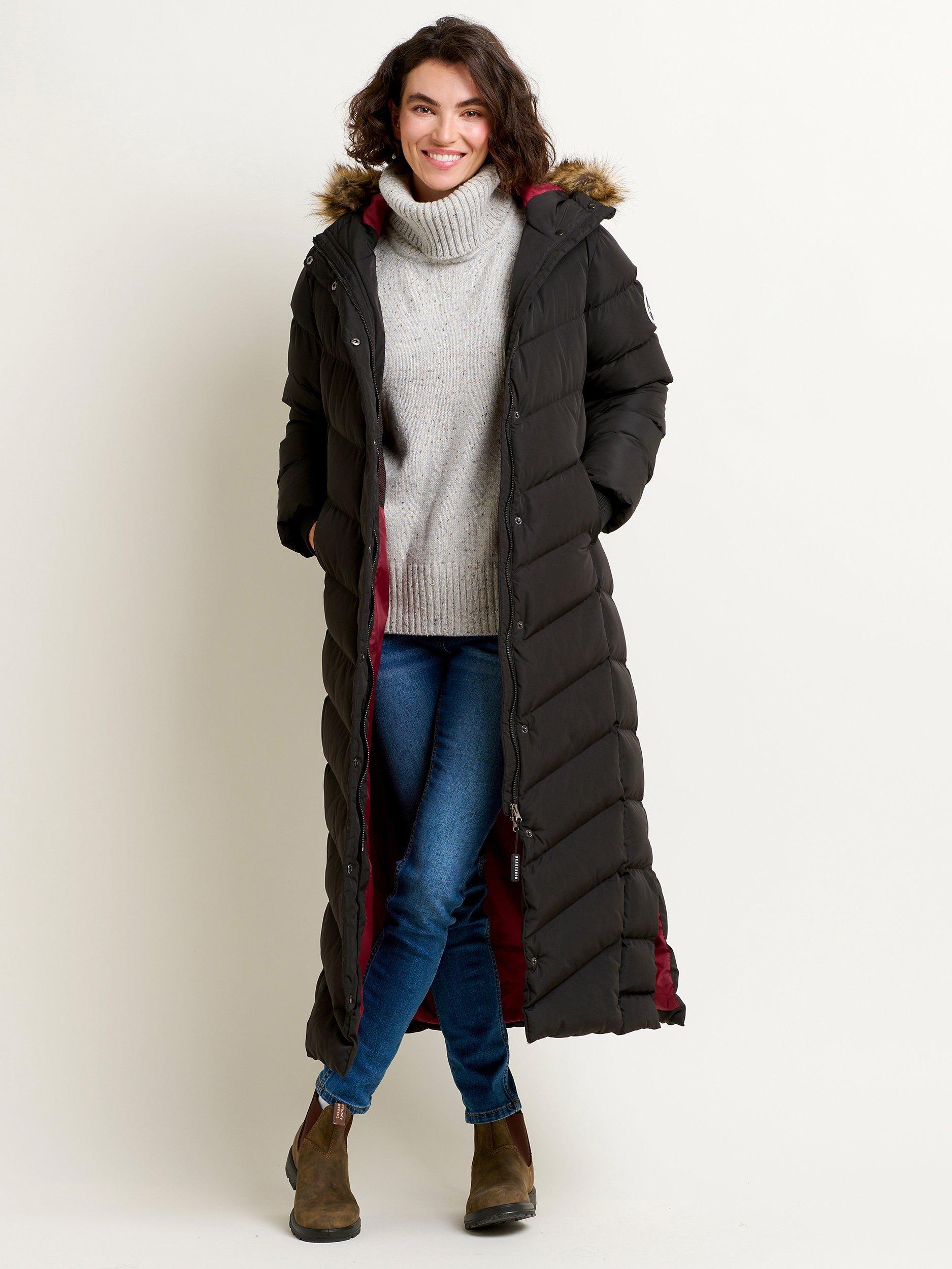 Brakeburn Slim Longline Padded Coat, Black