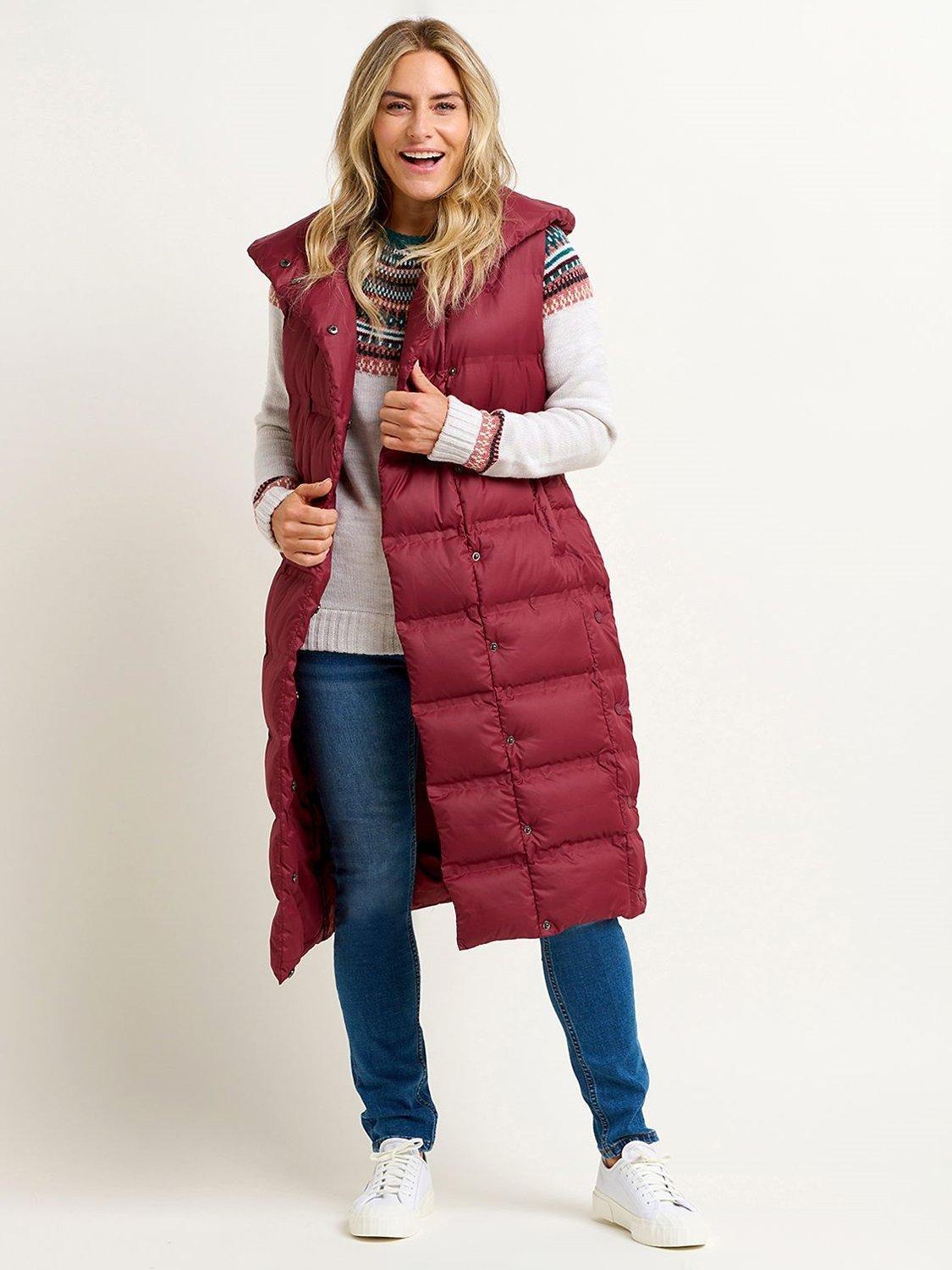 Brakeburn Transition Quilted Longline Gilet, Burgundy