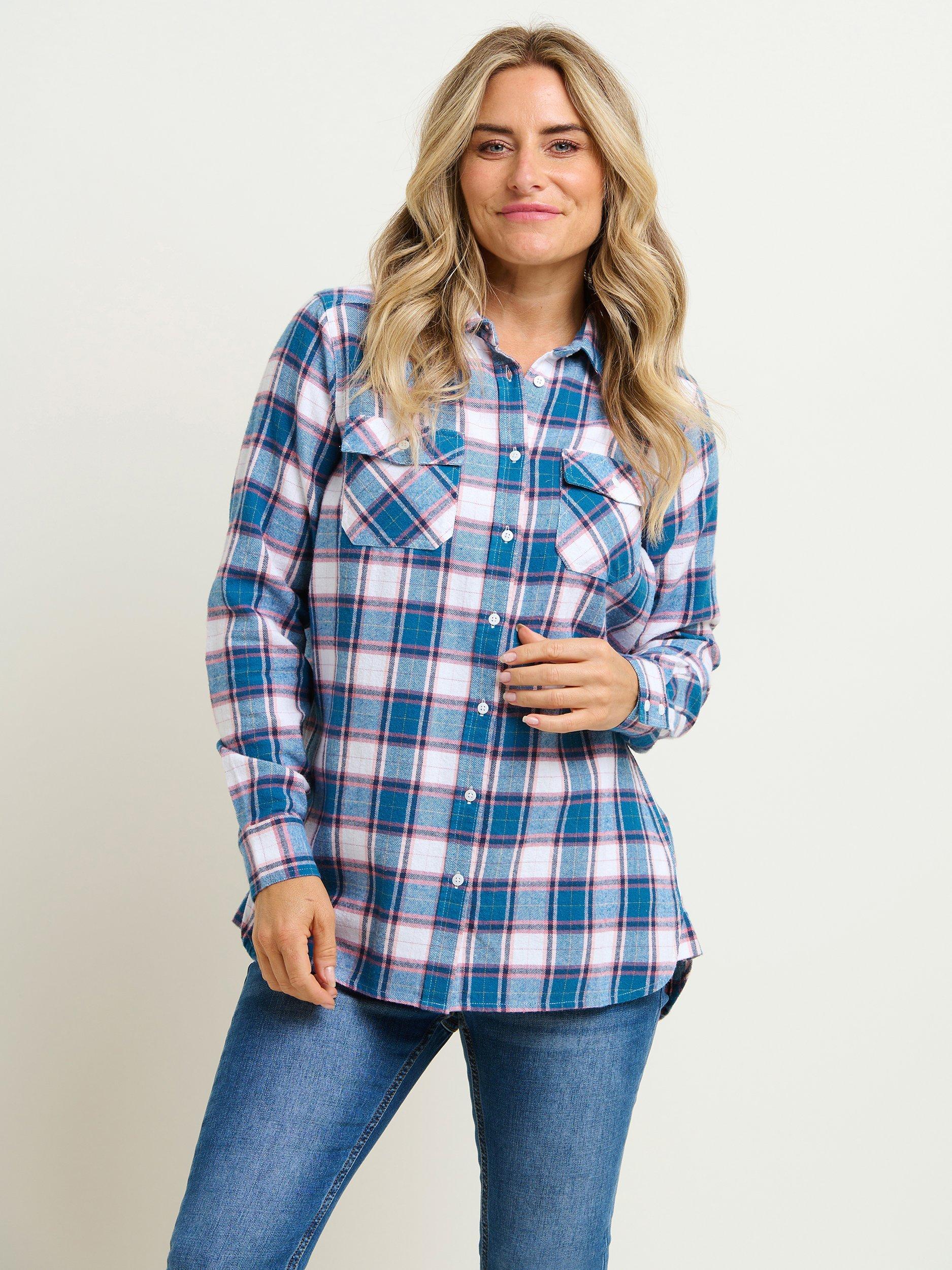 Brakeburn Lucille Check Cotton Shirt, Blue