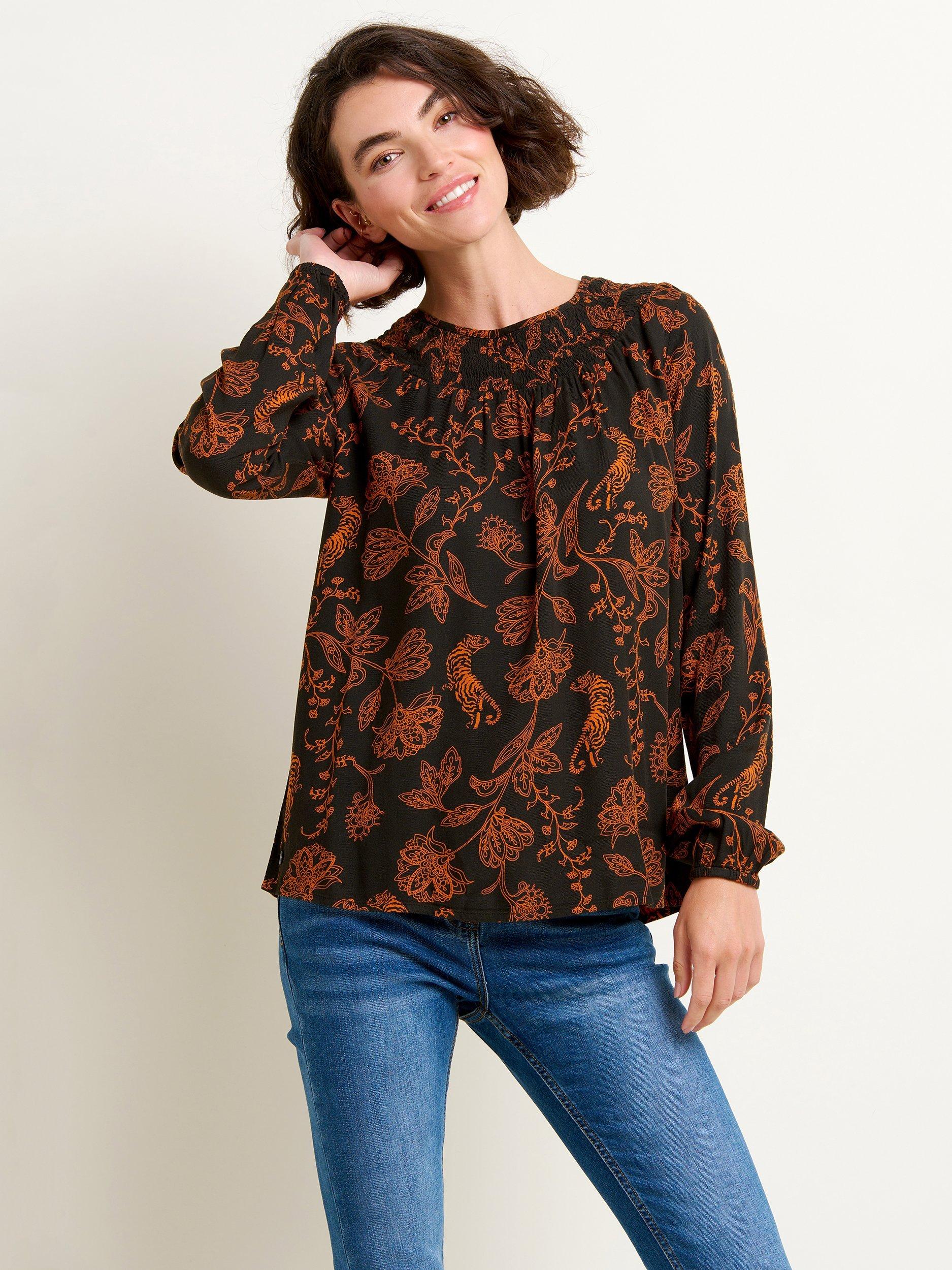 Brakeburn Henna Trail Shirring Blouse, Multi