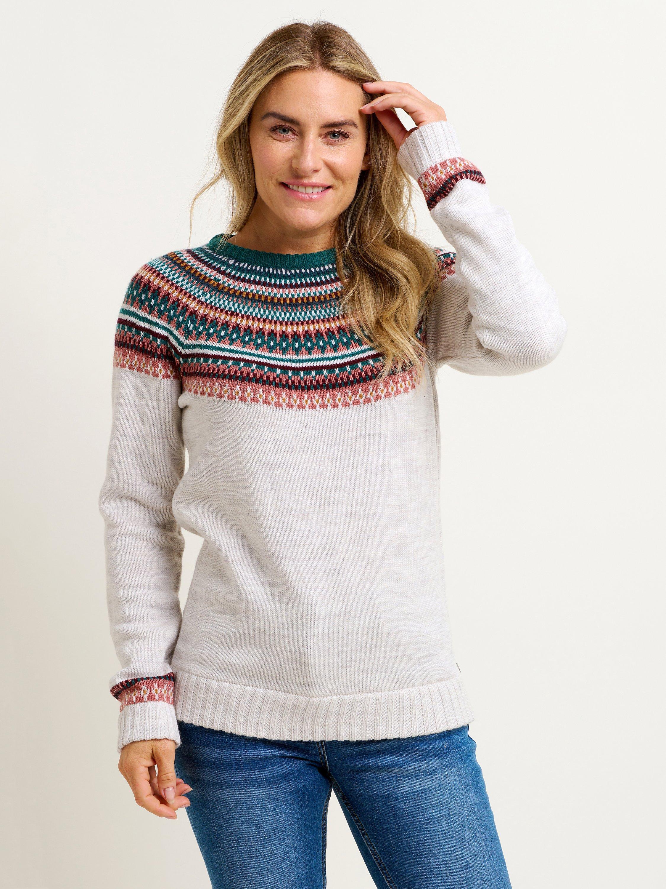 Brakeburn Fairisle Sparkle Jumper, Cream/Multi