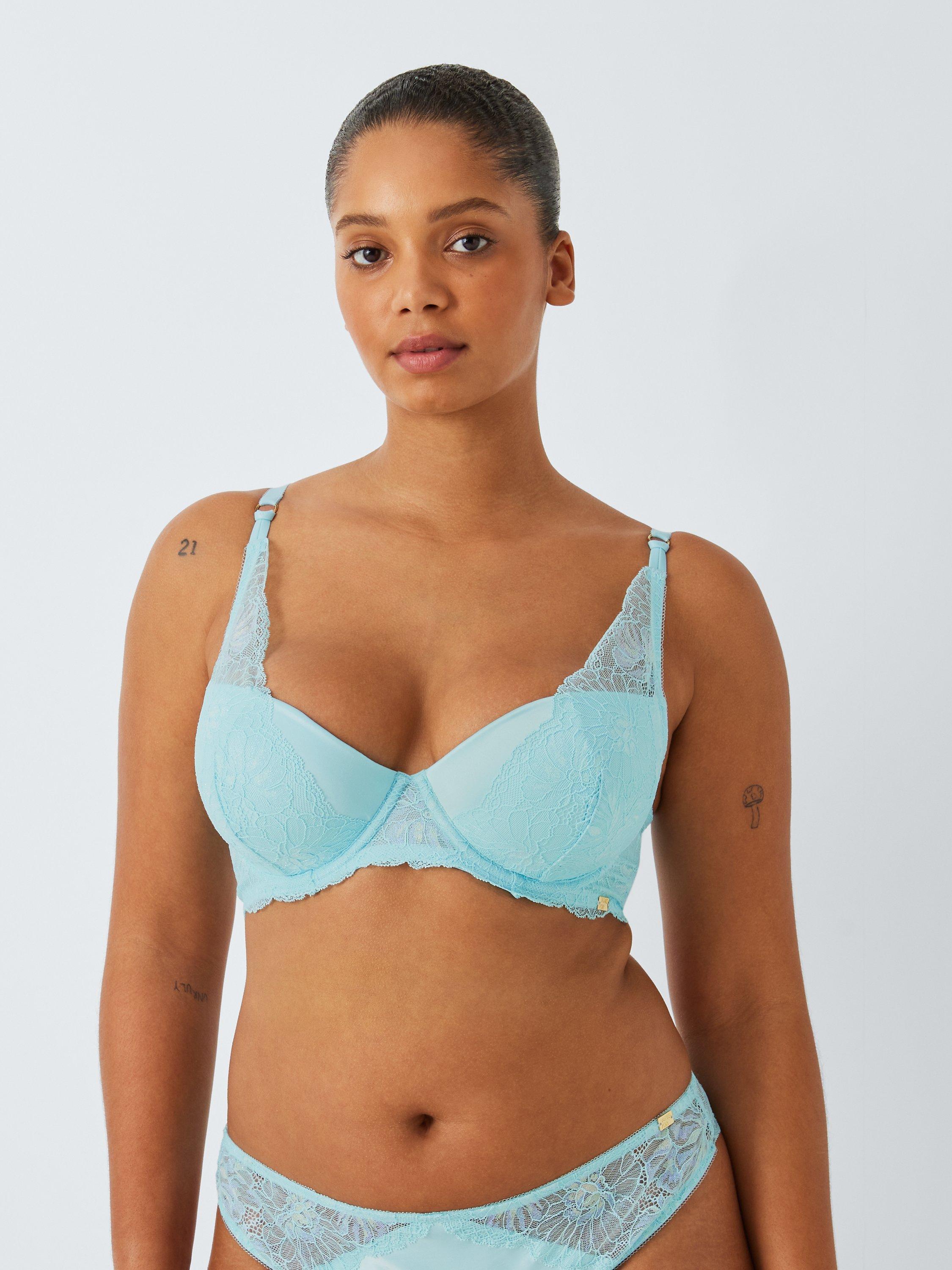 AND/OR Cora Lace Padded Plunge Bra, Aqua Blue
