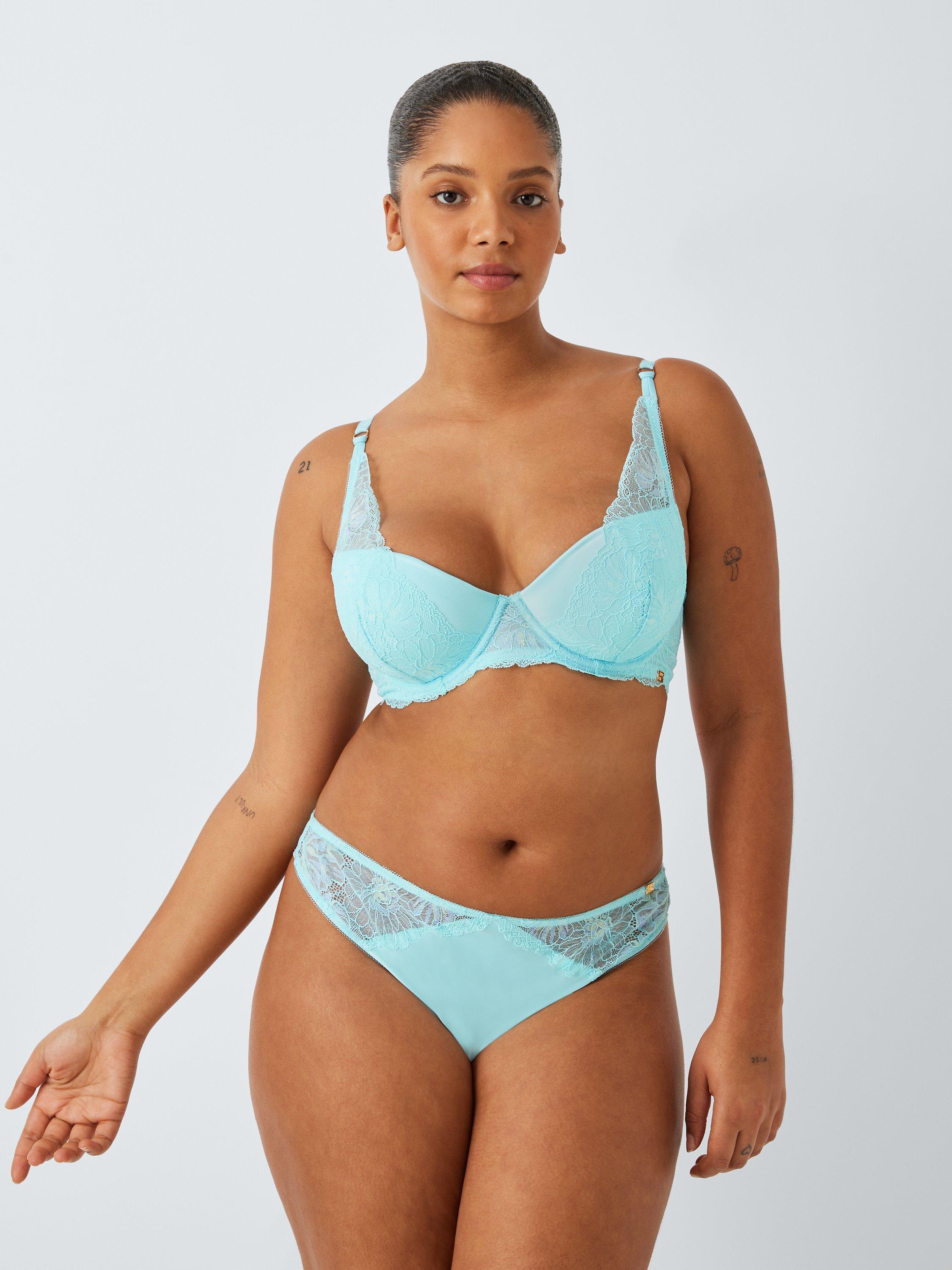 Product image 3 of 11, which shows AND/OR Cora Lace Briefs, Aqua Blue, 14