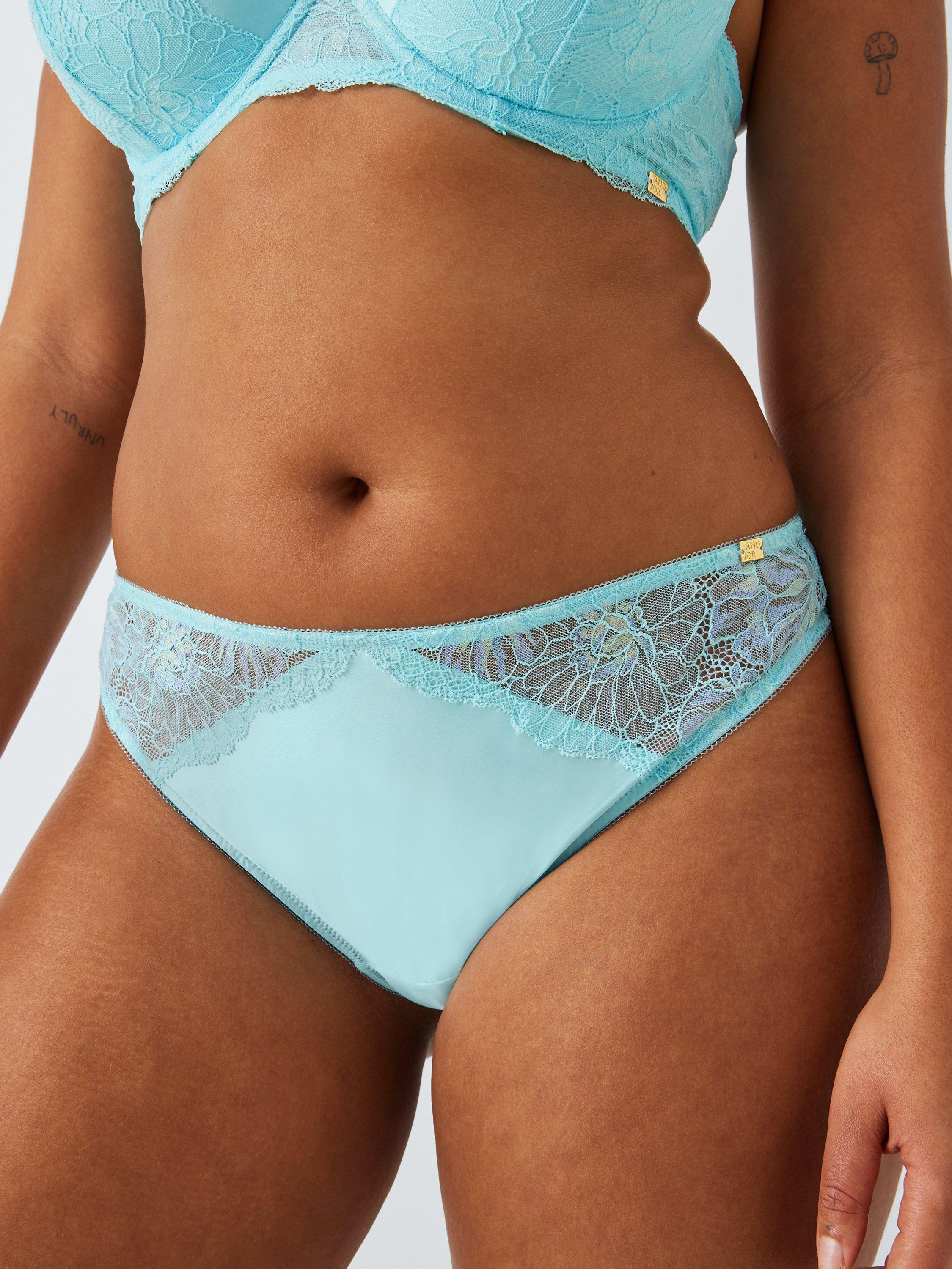 Product image 6 of 11, which shows AND/OR Cora Lace Briefs, Aqua Blue, 14