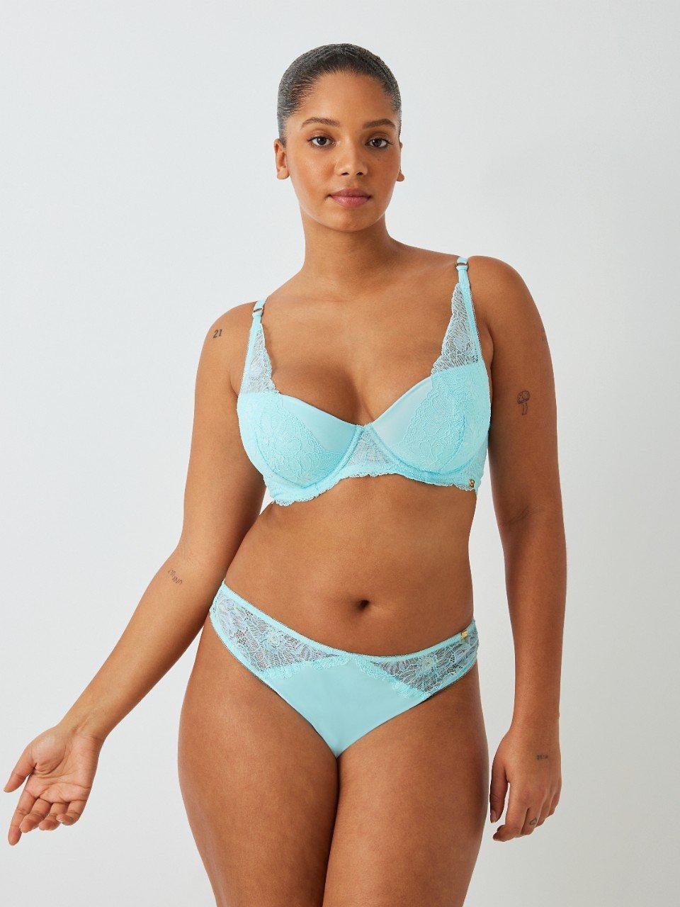 Product image 9 of 11, which shows AND/OR Cora Lace Briefs, Aqua Blue, 14