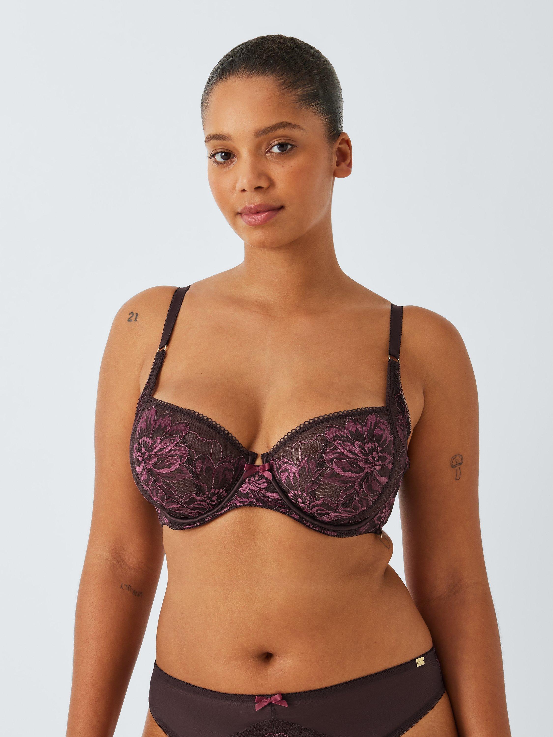 AND/OR Cindy Semi-Sheer Balcony Bra, Plum