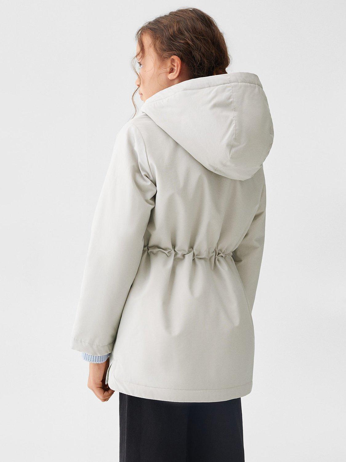 Mango Kids' Edik Hooded Water Repellent Coat, Grey