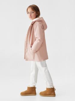 Mango Kids' Water Faux Shearling Lined Hooded Parka, Pink - view 2, Pink