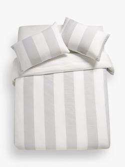 John Lewis Cali Washed Cotton Bedding, White/Grey