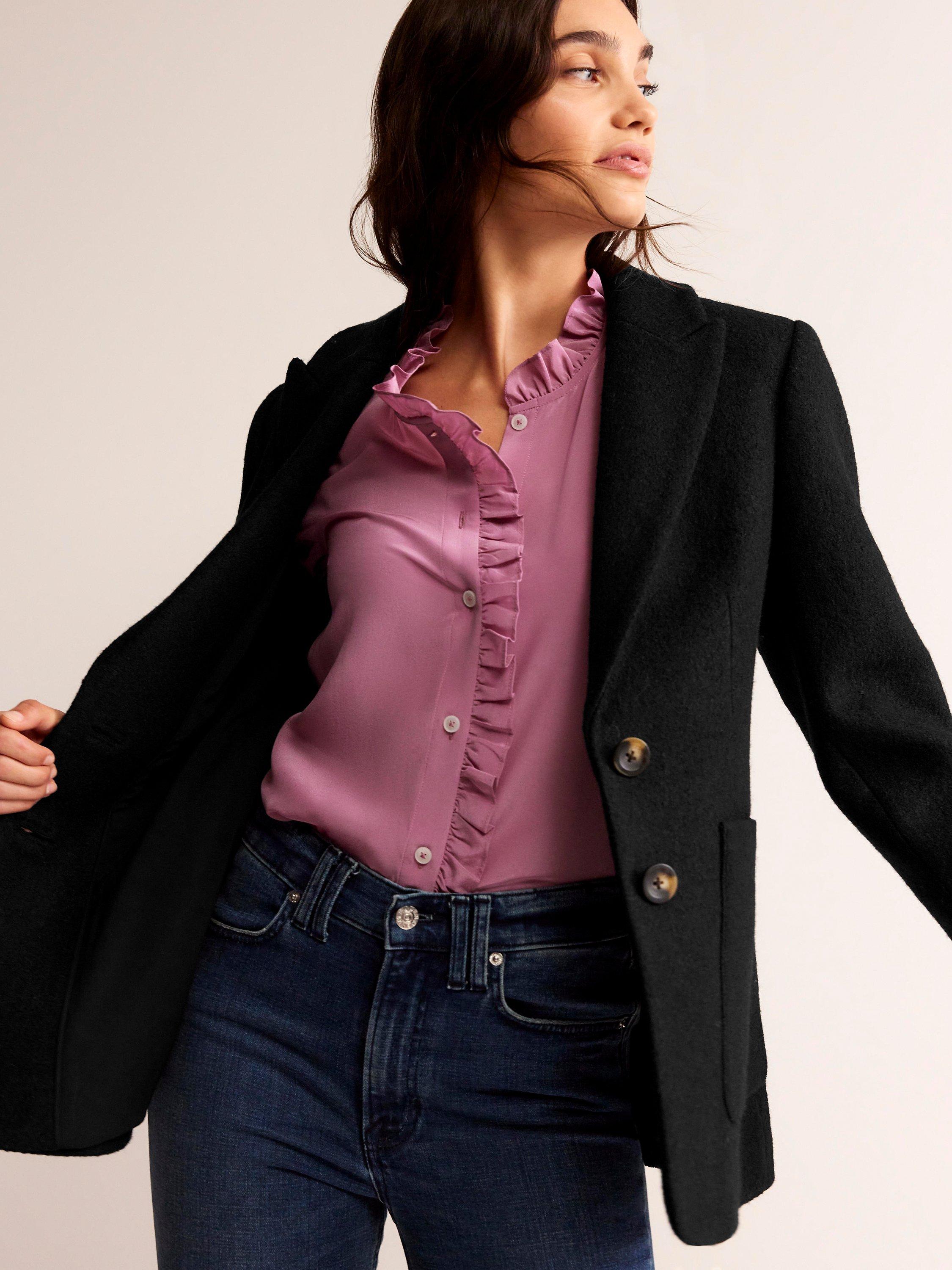 Boden The Marylebone Textured Wool Blend Blazer, Black