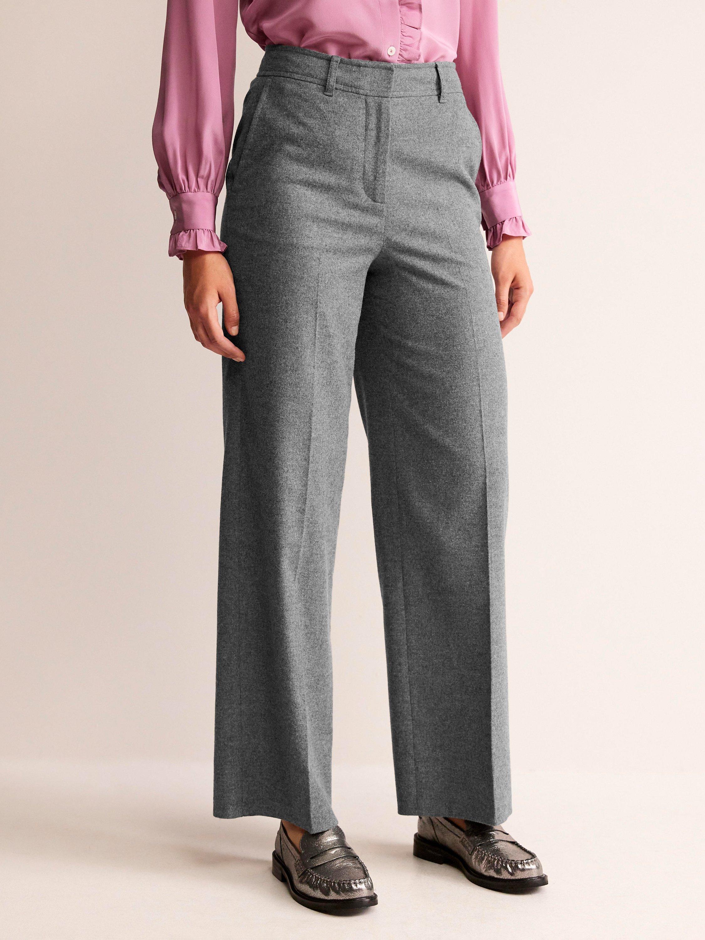 Boden Westbourne Wide Leg Wool Trousers, Charcoal Marl