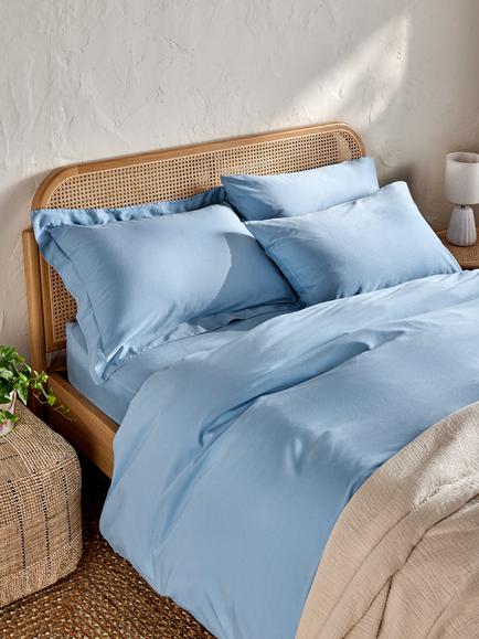 John Lewis Comfy & Relaxed Washed Cotton Deep Fitted Sheet - view 2, French Blue