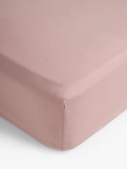 John Lewis Comfy & Relaxed Washed Cotton Deep Fitted Sheet, Rosa