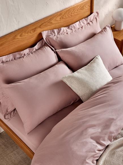 John Lewis Comfy & Relaxed Washed Cotton Deep Fitted Sheet - view 2, Rosa