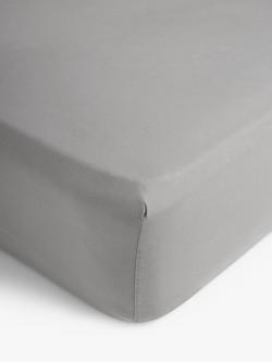 John Lewis Comfy & Relaxed Washed Cotton Deep Fitted Sheet, Dove Grey