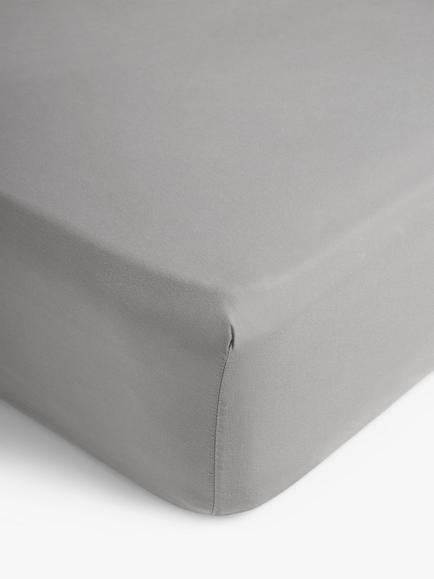 John Lewis Comfy & Relaxed Washed Cotton Deep Fitted Sheet, Dove Grey