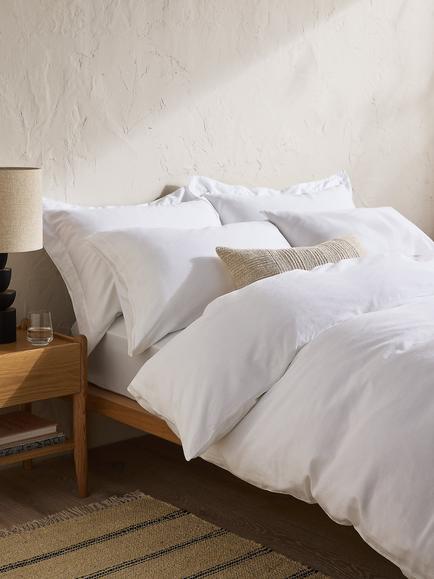 John Lewis Comfy & Relaxed 300 Thread Count Washed Cotton Flat Sheet - view 2, White