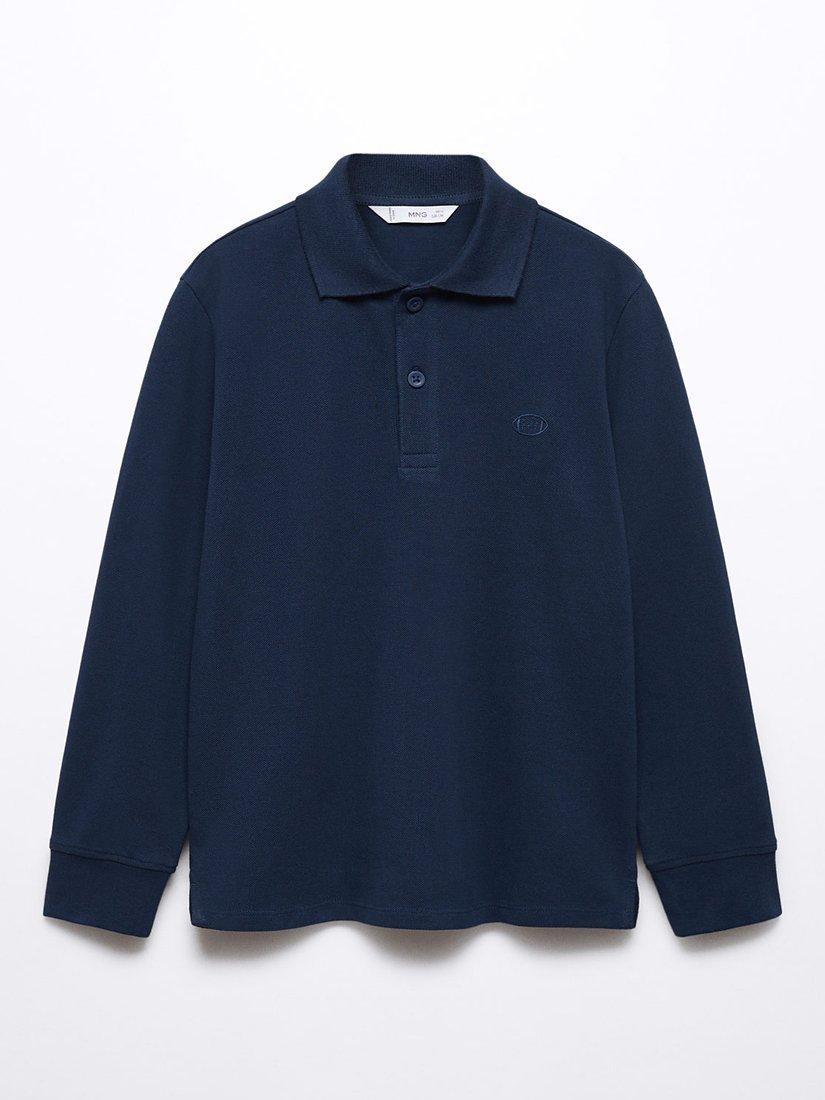 Product image 3 of 6, which shows Mango Kids' Dani Long Sleeve Polo Shirt, Navy, 5-6 years