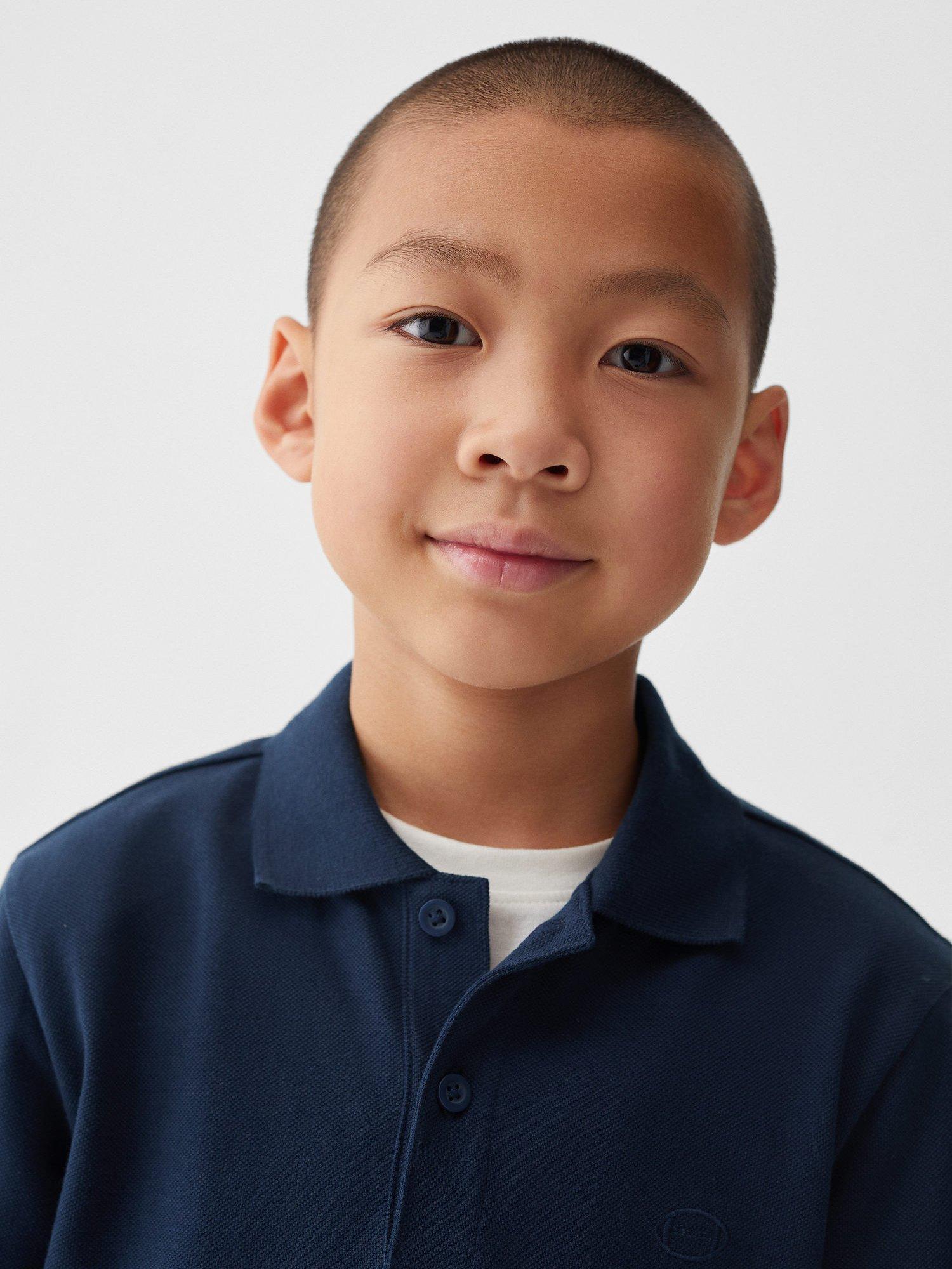 Product image 5 of 6, which shows Mango Kids' Dani Long Sleeve Polo Shirt, Navy, 5-6 years
