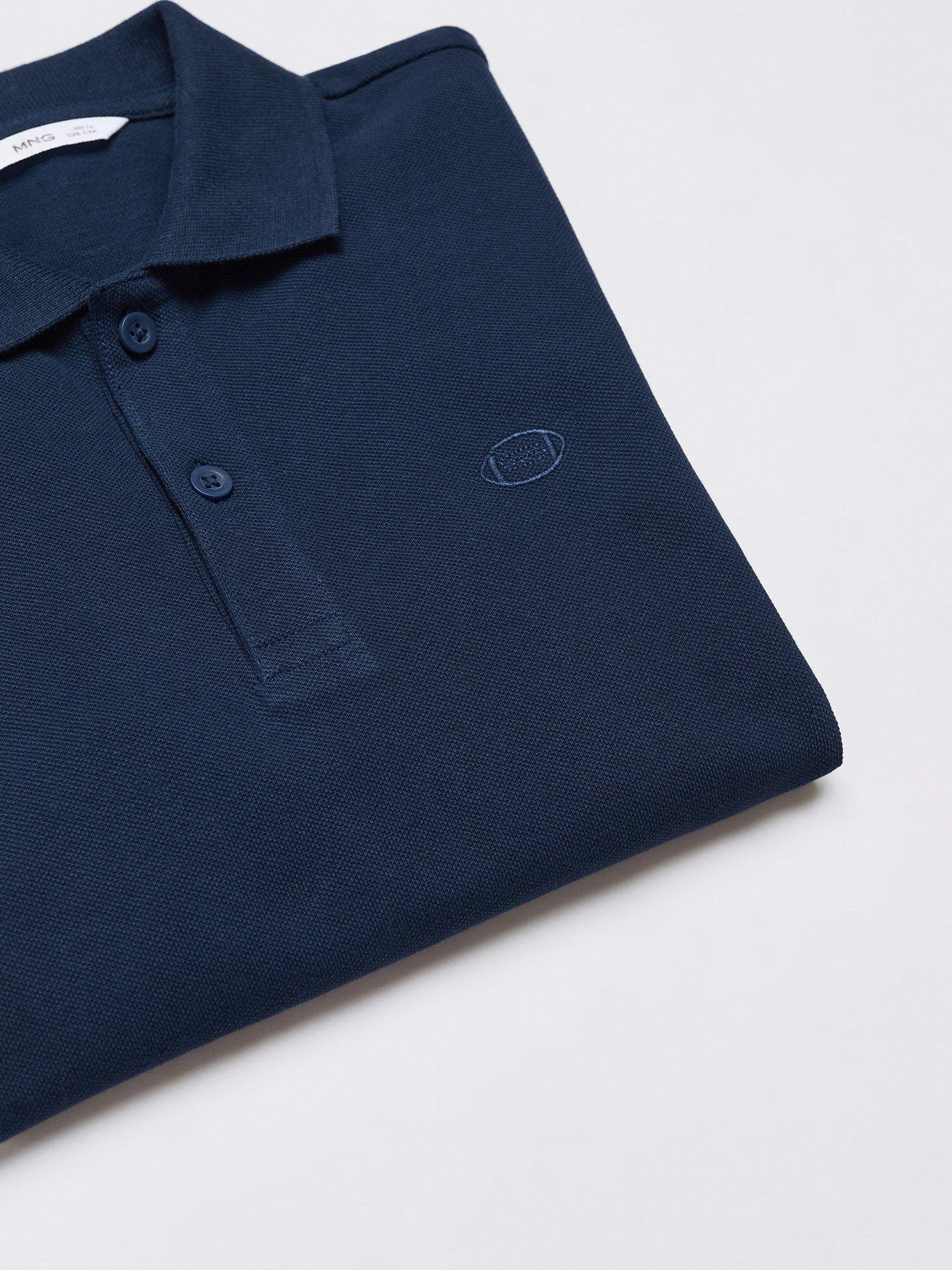 Product image 6 of 6, which shows Mango Kids' Dani Long Sleeve Polo Shirt, Navy, 5-6 years