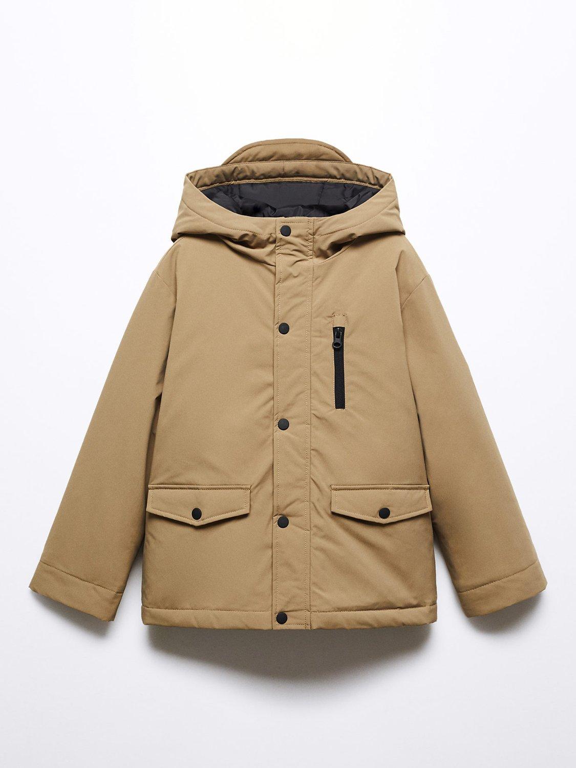 Mango Kids' Nico Hooded Parker Coat, Light Beige