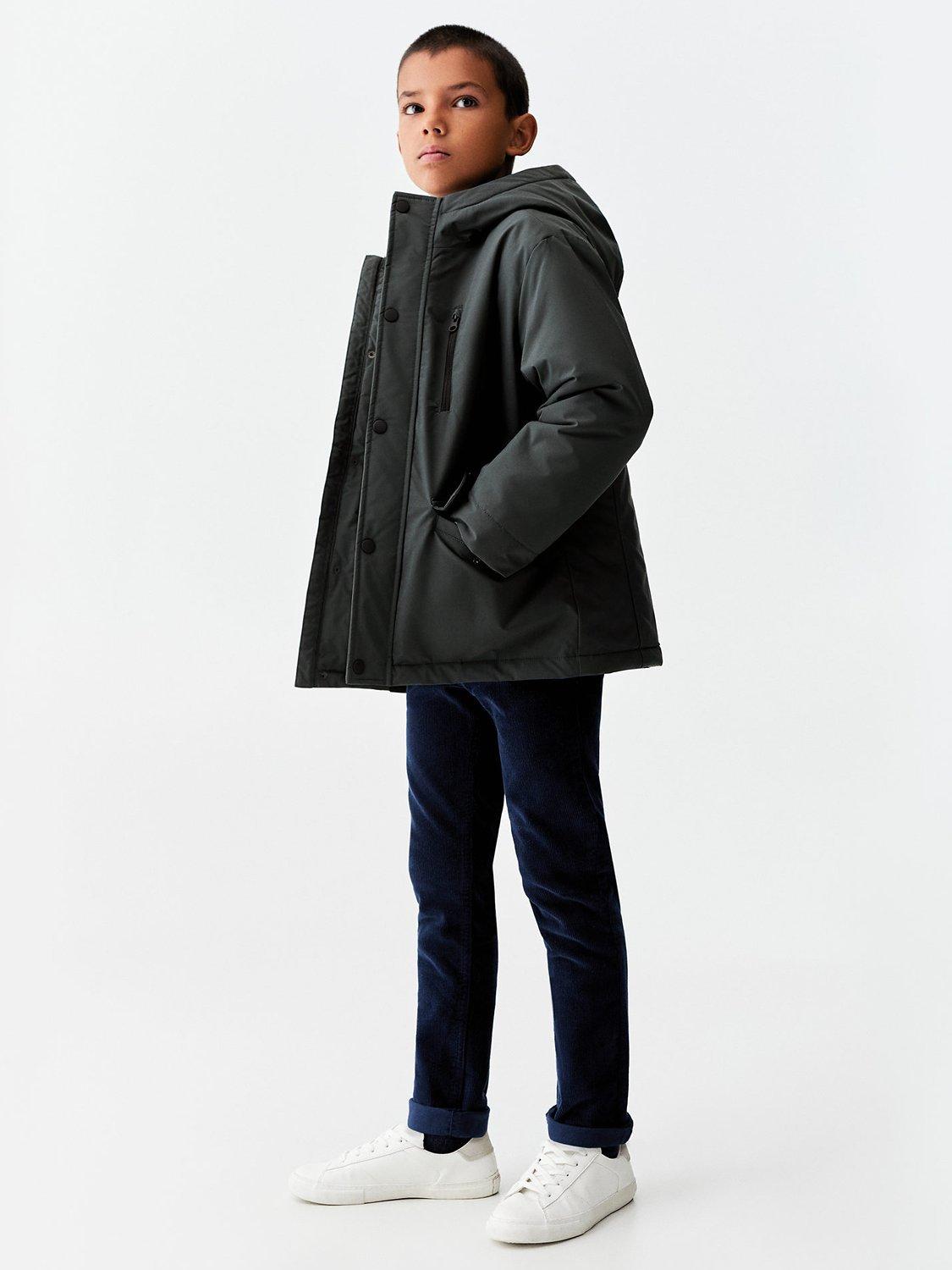 Mango Kids' Nico Hooded Parker Coat, Dark Blue