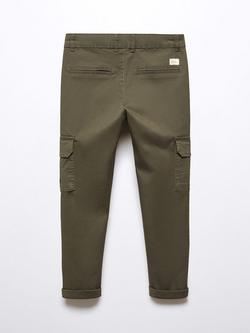 Mango Kids' Washed Cargo Trousers - view 2, Beige - Khaki