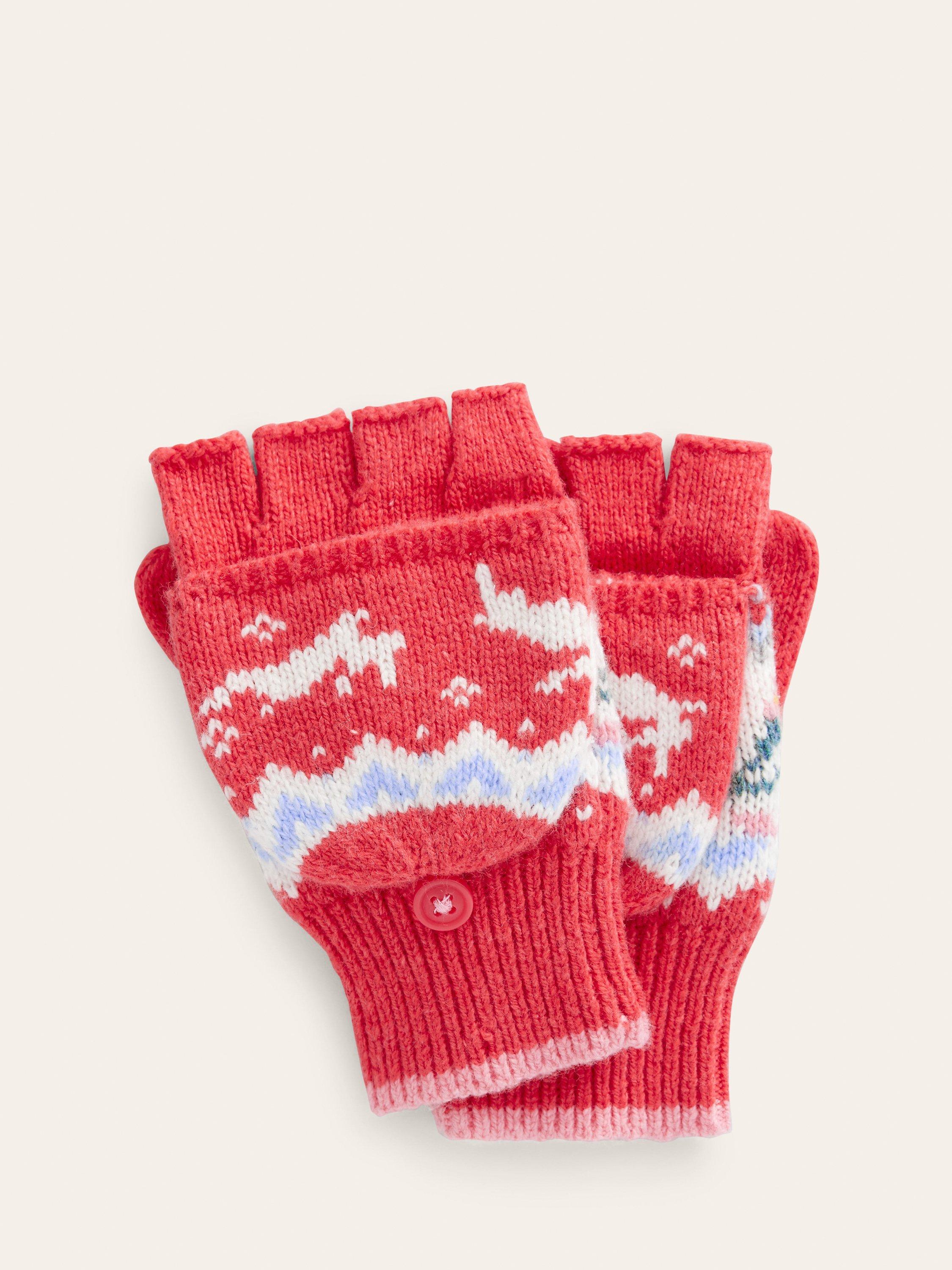 Mini Boden Kids' Fair Isle Knitted Mittens, Pink/Rose