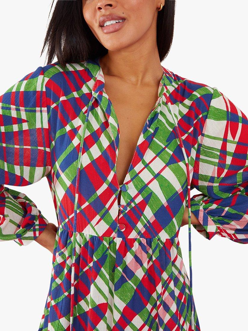 Product image 3 of 4, which shows Accessorize Abstract Leaf Print Tiered Maxi Dress, Multi, 6