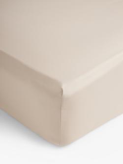 John Lewis Easy Care Organic Cotton 200 Thread Count Count Deep Fitted Sheet, Almond