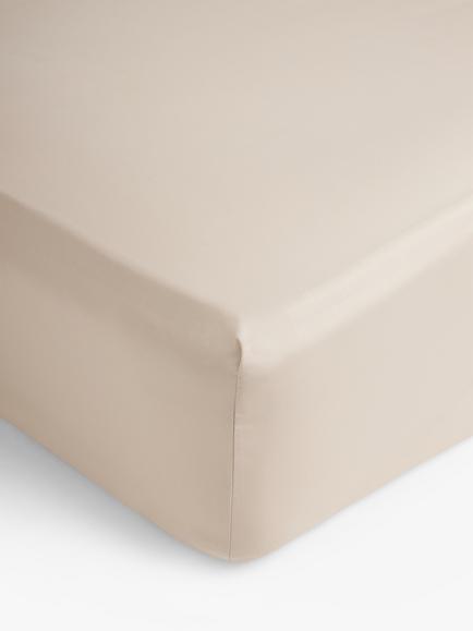 John Lewis Easy Care Organic Cotton 200 Thread Count Count Deep Fitted Sheet, Almond