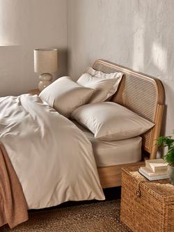 John Lewis Easy Care Organic Cotton 200 Thread Count Count Deep Fitted Sheet - view 2, Almond