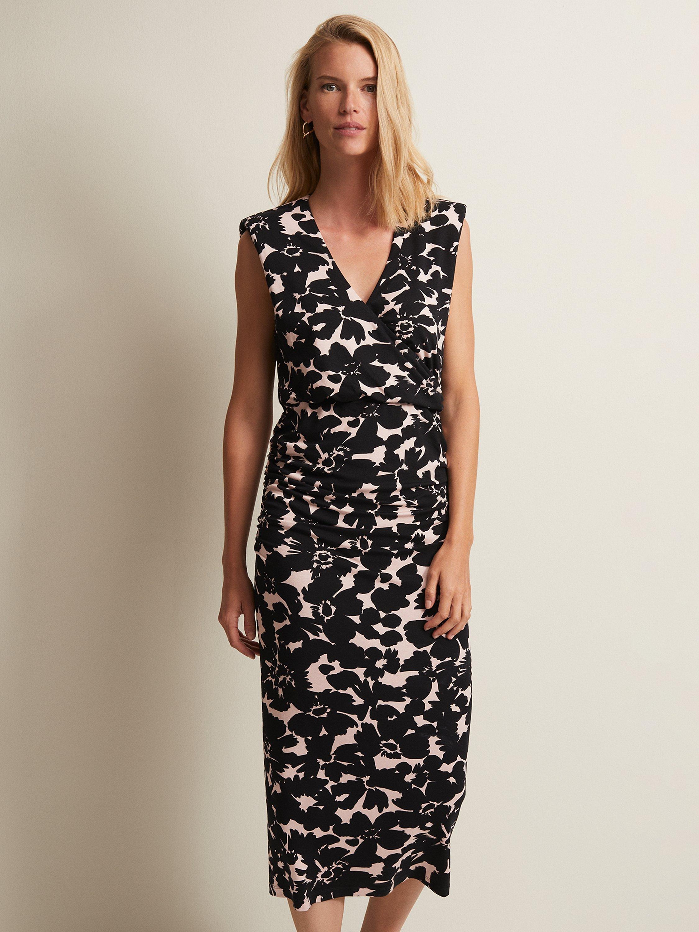 Product image 3 of 7, which shows Phase Eight Taylor Floral Print Jersey Midi Dress, Multi, 8