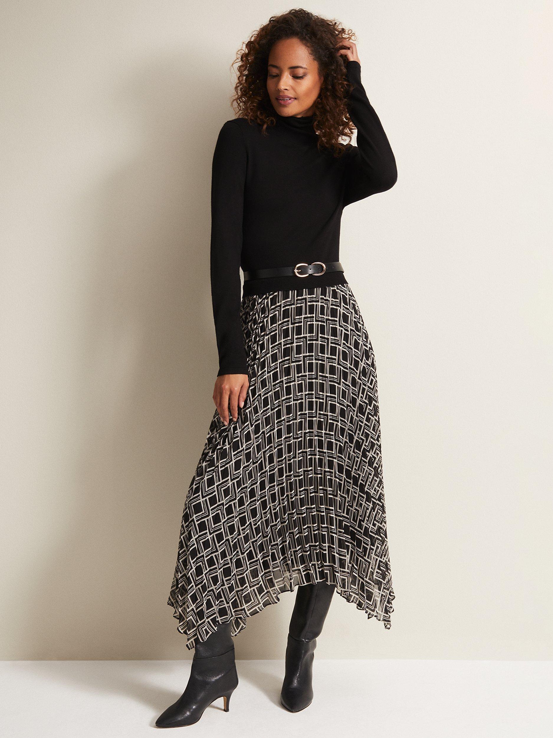 Phase Eight Carle Fine Knit Geometric Midi Dress, Multi