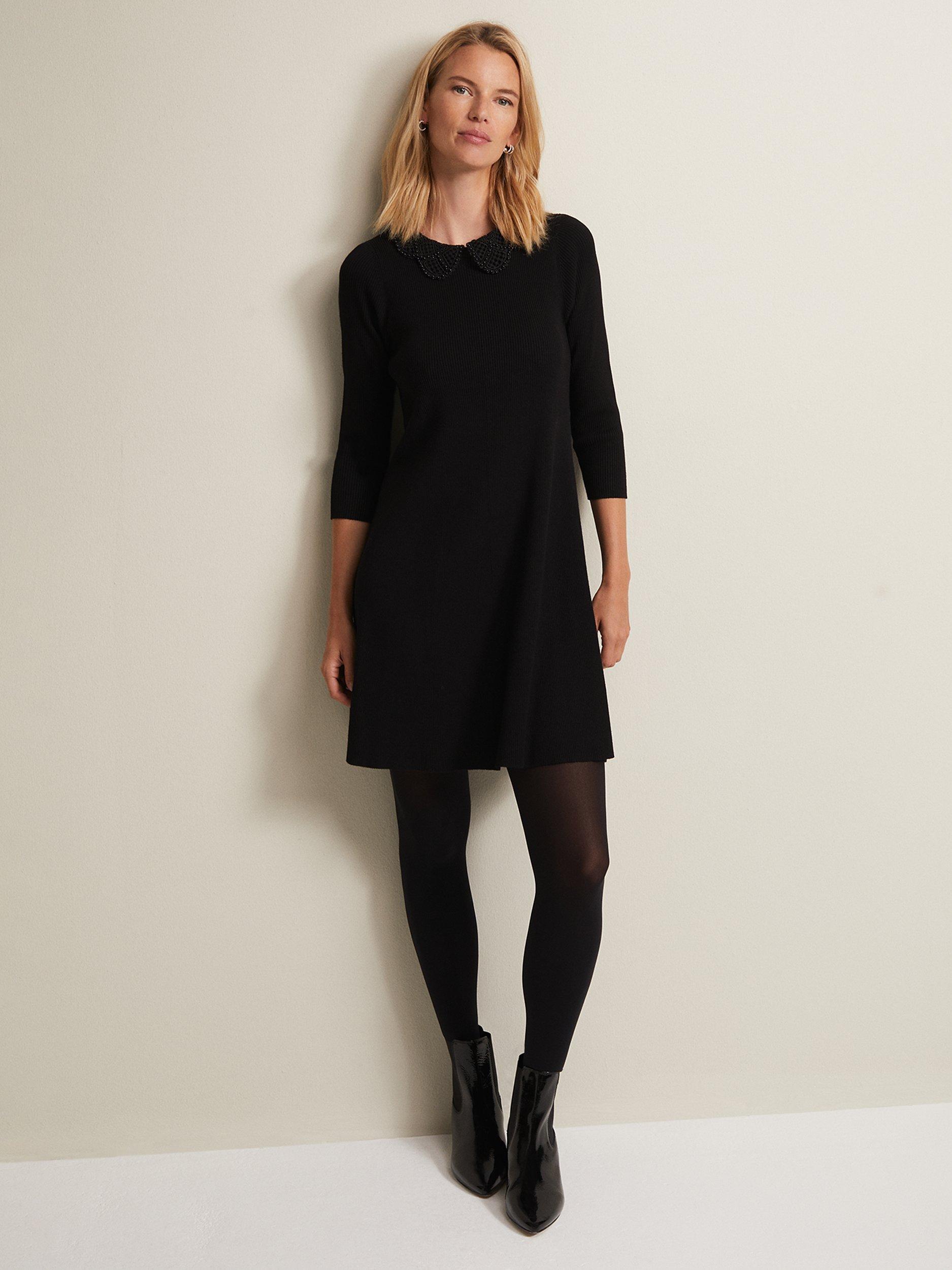 Phase Eight Evelyn Ribbed Mini Dress Black