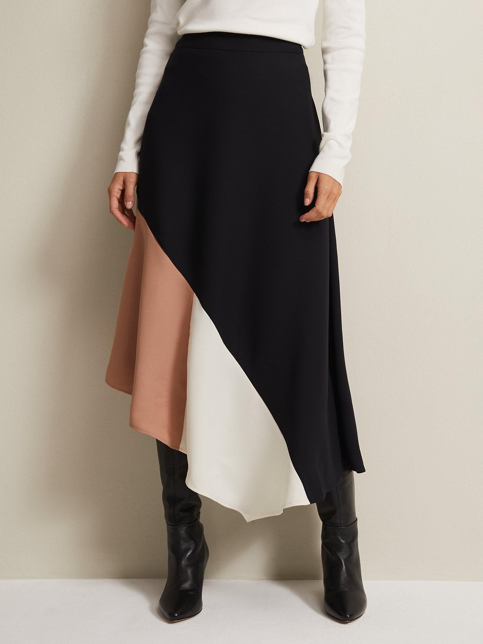 Phase Eight Zelaina Colour Block Midi Skirt, Navy/Multi