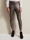 Phase Eight Amina Faux Leather Metallic Leggings, Silver