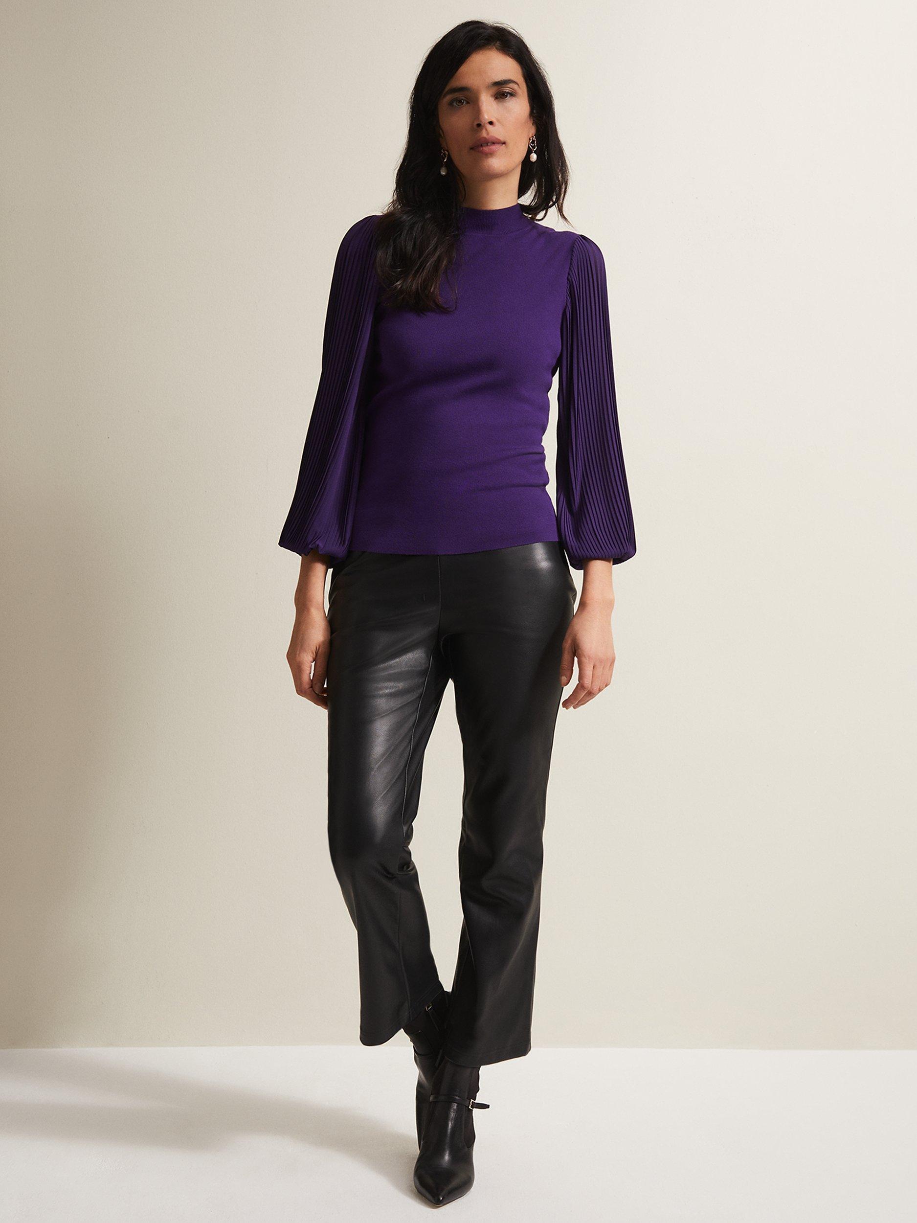 Product image 6 of 10, which shows Phase Eight Leather Buckle Detail Sock Boots, Black, EU38