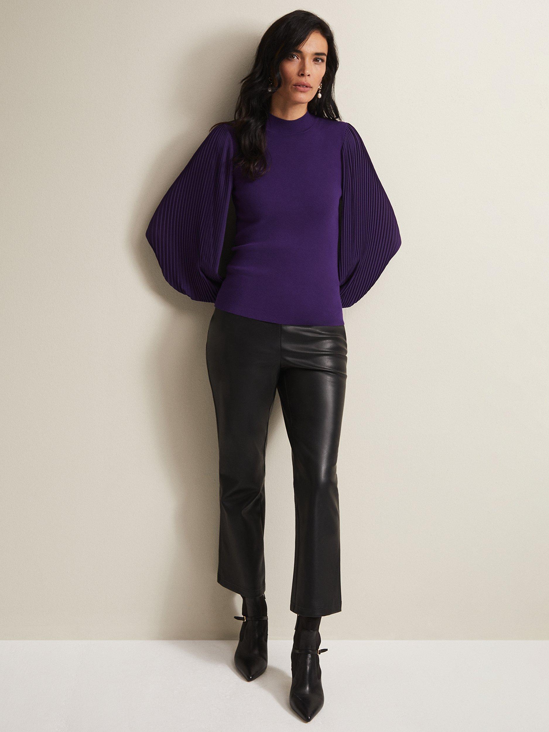 Product image 10 of 10, which shows Phase Eight Leather Buckle Detail Sock Boots, Black, EU38